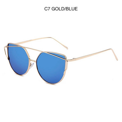 HOOBAN Classic γυαλιά ηλίου Cat Eye Γυναικεία μόδα Μεταλλικά Big Cateye γυαλιά ηλίου για γυναίκες Vintage Mirror Shades Oculos UV400