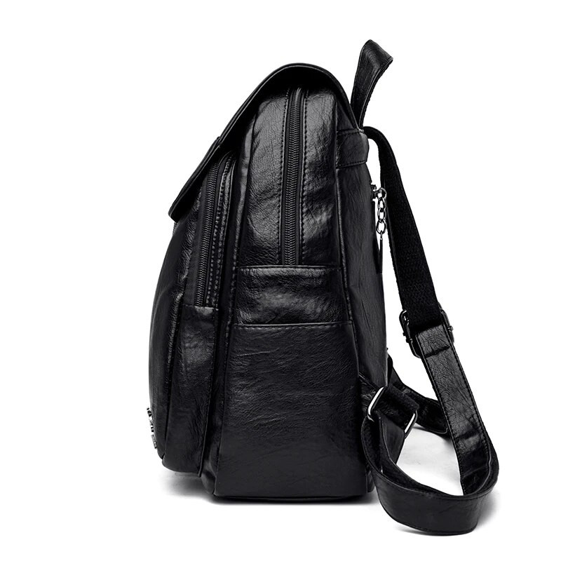 Модна дамска туристическа раница Висококачествена издръжлива мека кожена раница за пазаруване Голям капацитет Дамска дневна раница SAC