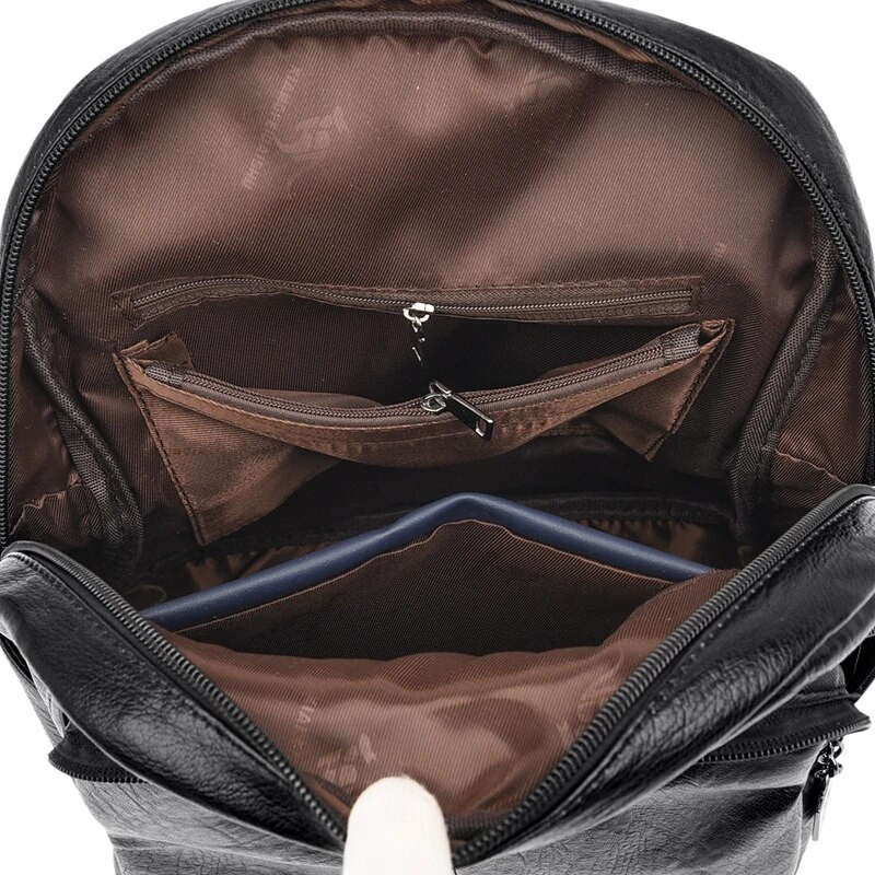 Модна дамска туристическа раница Висококачествена издръжлива мека кожена раница за пазаруване Голям капацитет Дамска дневна раница SAC