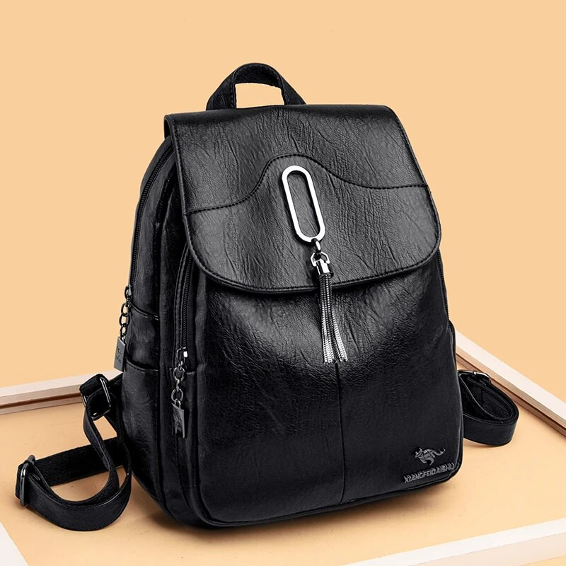 Модна дамска туристическа раница Висококачествена издръжлива мека кожена раница за пазаруване Голям капацитет Дамска дневна раница SAC