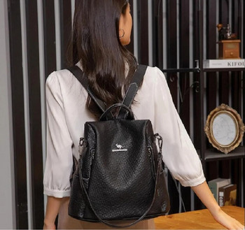 Гореща разпродажба Модна раница за пътуване с голям капацитет против кражба Дамски висококачествени меки кожени чанти за през рамо Ученически раници