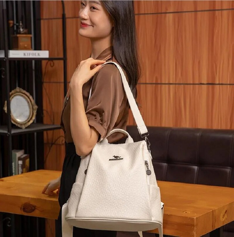 Гореща разпродажба Модна раница за пътуване с голям капацитет против кражба Дамски висококачествени меки кожени чанти за през рамо Ученически раници