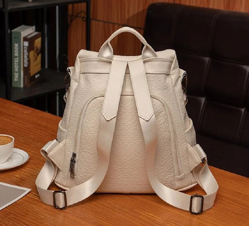 Гореща разпродажба Модна раница за пътуване с голям капацитет против кражба Дамски висококачествени меки кожени чанти за през рамо Ученически раници