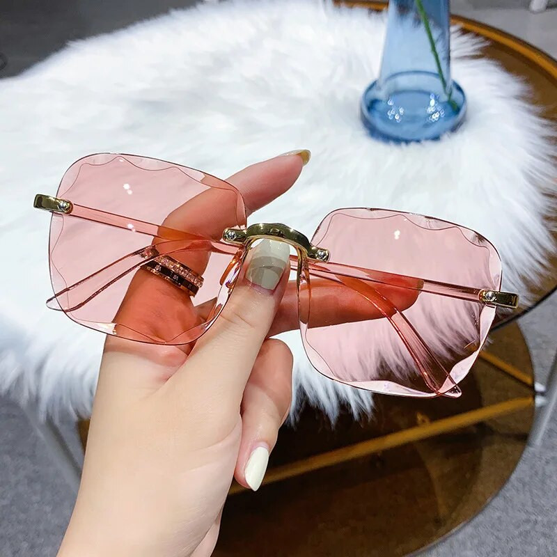 Квадратни слънчеви очила Дамски модни градиентни огледални слънчеви очила без рамки Дамски класически ретро големи големи без рамки Oculos De Sol