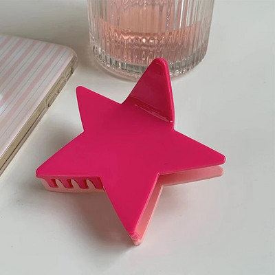 Acetate Pentagram Y2k Fashion Large Πέντε άκρων, μοντέρνο, λαμπερό αστέρι, κλιπ μαλλιών με οξικό οξύ, αξεσουάρ για τα μαλλιά με κλιπ καρχαρία