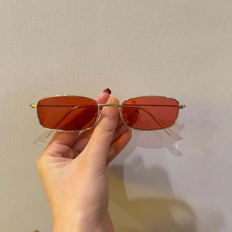 Mood Retro metallist raam Värvilised objektiivid Päikeseprillid Vintage Väike Ruut Ristkülik Päikeseprillid Mehed Naiste UV400 Prillid Prillid