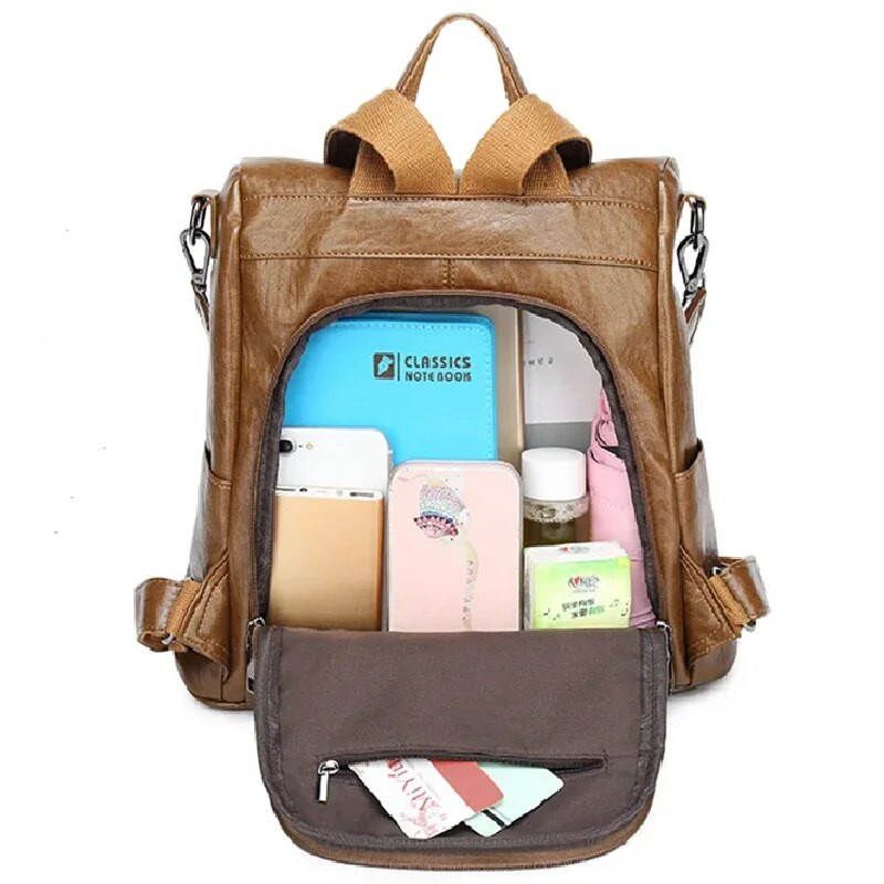 Модна раница против кражба за жени Висококачествена дамска раница от PU кожа Нова корейска многофункционална раница с лък Пътна чанта