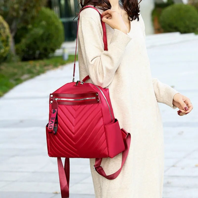 Дамска дамска раница против кражба, едноцветна раница от PU кожа, модна чанта за рамо Canta, ретро туристическа раница RLJ22