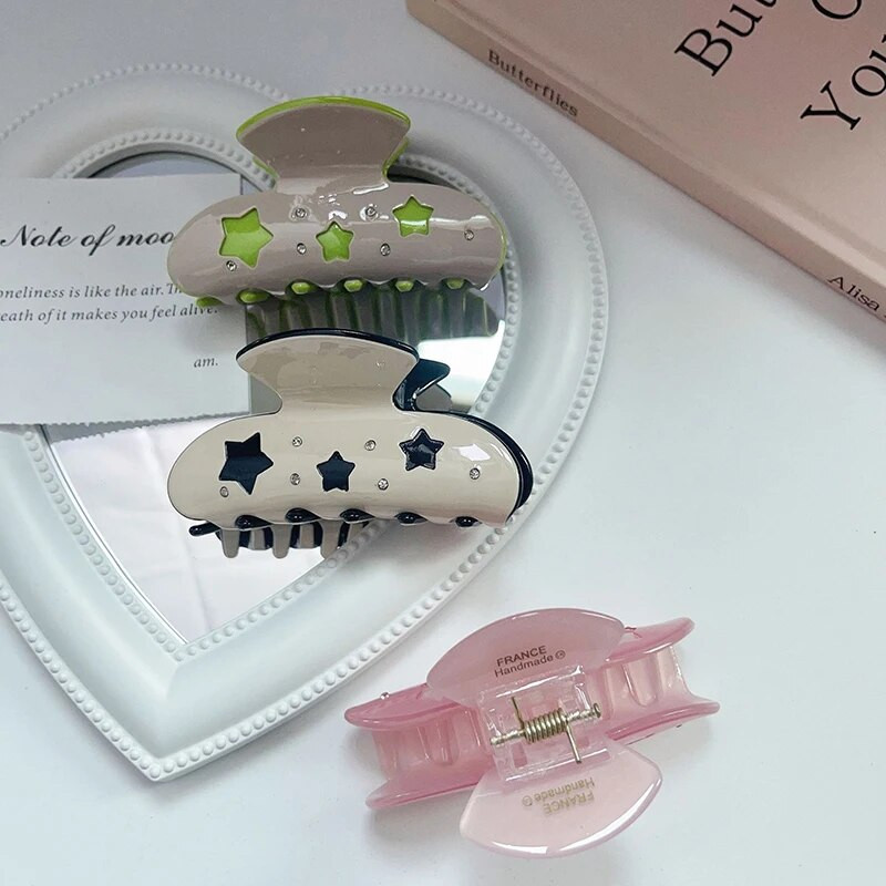 Korea uus 11 cm suur plastikust haiklamber Mood läbipaistev želeevärviline juukseklamber küünisjuuste aksessuaarid naistüdrukutele