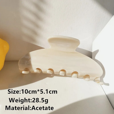 HANGZHI New French Grid Stripe Cream Floral Acetate Hair Clip Shark φουρκέτα ρετρό μοντέρνα αξεσουάρ μαλλιών για γυναίκες κορίτσια 2021