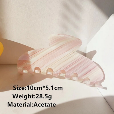 HANGZHI New French Grid Stripe Cream Floral Acetate Hair Clip Shark φουρκέτα ρετρό μοντέρνα αξεσουάρ μαλλιών για γυναίκες κορίτσια 2021