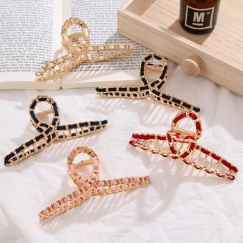 IPARAM 2021 New Ins Metal HollowGeometric Hair Claw Ladies Cross Crab Bath Clip for Women Fashion Girl Headwear