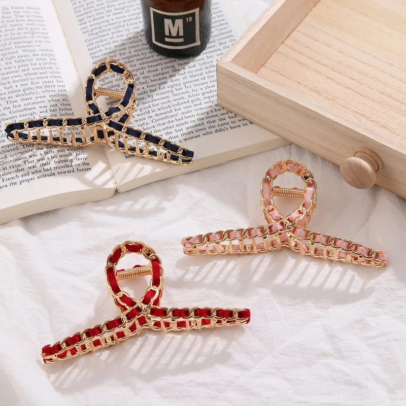 IPARAM 2021 New Ins Metal HollowGeometric Hair Claw Ladies Cross Crab Bath Clip For Women Fashion Girl Headwear
