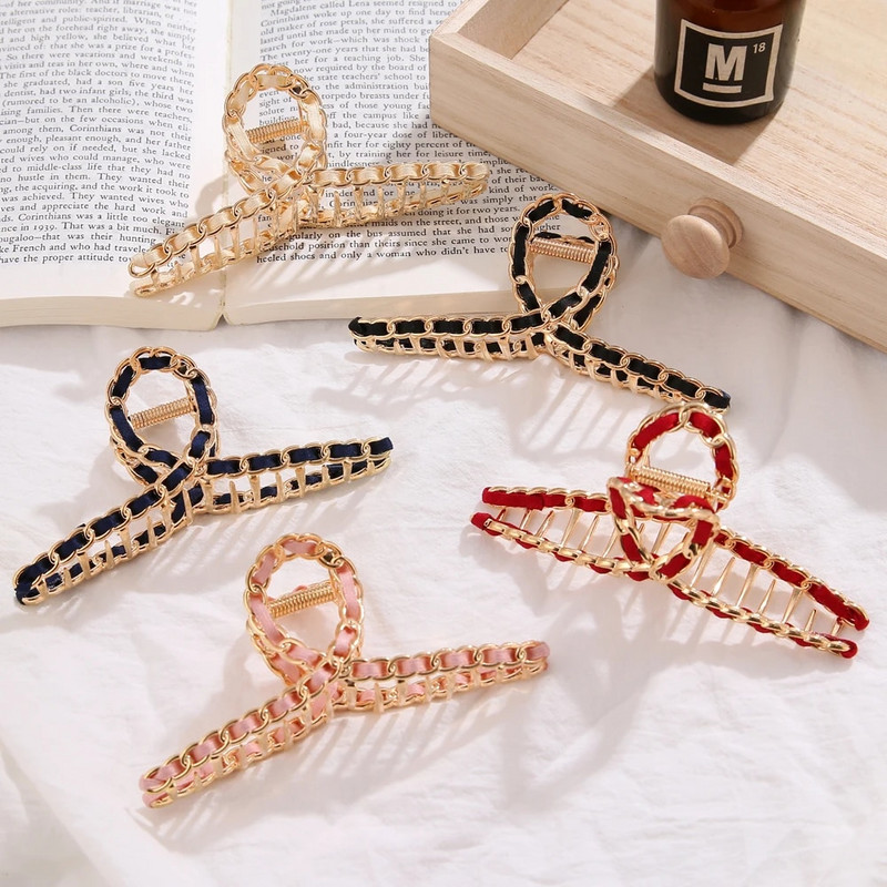 IPARAM 2021 New Ins Metal HollowGeometric Hair Claw Ladies Cross Crab Bath Clip For Women Fashion Girl Headwear