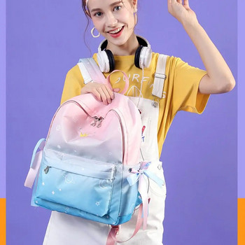 Κορεατικό σακίδιο πλάτης αδιάβροχο γυναικείο αντικλεπτικό στέμμα και φεγγάρι τύπωμα υπαίθριας τσάντα ταξιδιού Σχολική τσάντα πλάτης κάμπινγκ