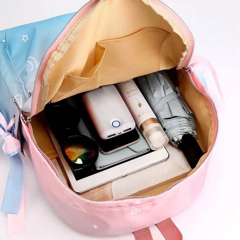 Корейска модна раница Водоустойчива дамска корона и луна с печат против кражба Чанта за пътуване на открито Раници за къмпинг Ученическа чанта