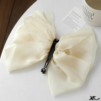 Нова шифонена щипка с панделка Бананова щипка Висока конска опашка Щипка за захващане на косата Женска реколта Вертикална щипка Горна щипка с нокти Шапка за глава Жена 2023 Нова