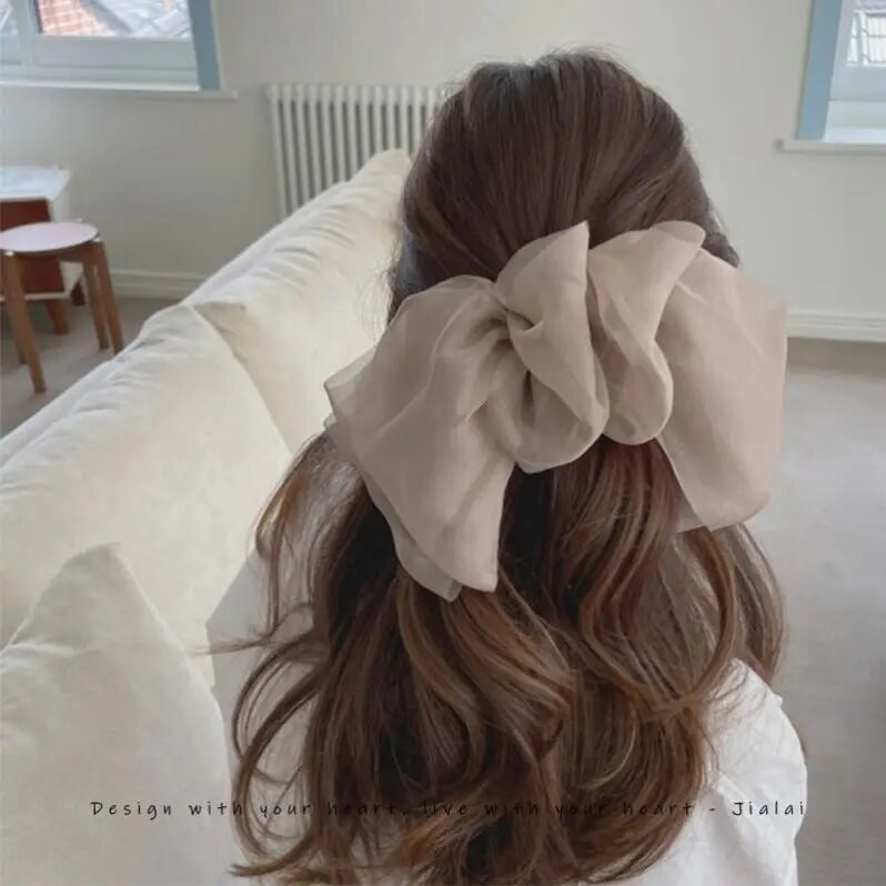 Нова шифонена щипка с панделка Бананова щипка Висока конска опашка Щипка за захващане на косата Женска реколта Вертикална щипка Горна щипка с нокти Шапка за глава Жена 2023 Нова