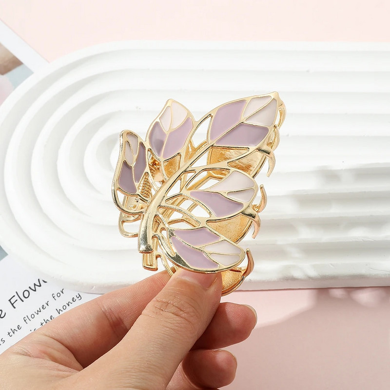 Бохемски арт стил Нокът за коса Творчески цветни щипки за коса с листа от растения за жени Момиче Нокът с опашка Летни сладки аксесоари за коса