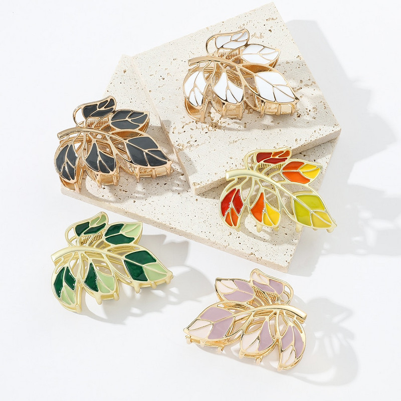 Бохемски арт стил Нокът за коса Творчески цветни щипки за коса с листа от растения за жени Момиче Нокът с опашка Летни сладки аксесоари за коса