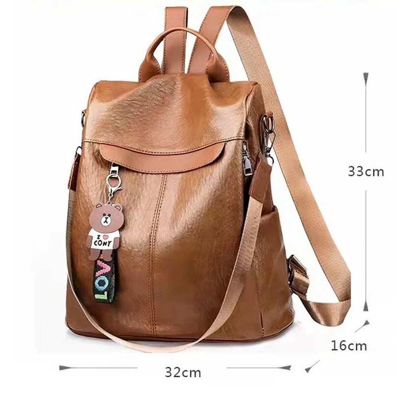 Дамски раници против кражба, многофункционална дамска раница от PU кожа, ученическа чанта за тийнейджърки, раница Kawaii, дамски чанти
