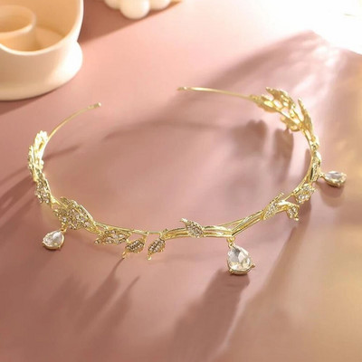 Ameliebridal Μεγάλο κρεμαστό κόσμημα από στρας και Διακόσμηση με πέτρινο μολύβδινο Μπροστινό στεφάνι Bride Princess Headband Tiara για κορίτσια 2023 Νέα