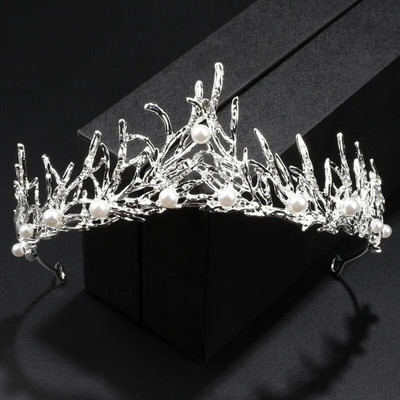 Ameliebridal Μεγάλο κρεμαστό κόσμημα από στρας και Διακόσμηση με πέτρινο μολύβδινο Μπροστινό στεφάνι Bride Princess Headband Tiara για κορίτσια 2023 Νέα