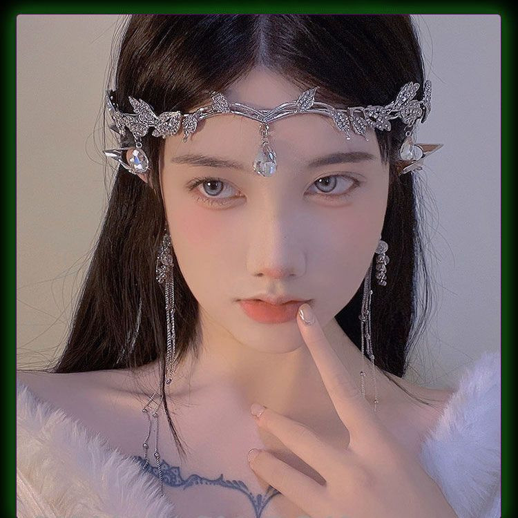 Голяма висулка с кристали Ameliebridal и украса с каменно олово Frontlet Crown Bride Princess лента за глава Tiara за момичета 2023 г. Ново