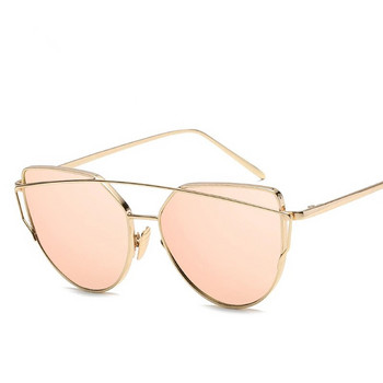Νέα μόδα γυαλιά ηλίου Cat Eye Γυναικεία γυαλιά ηλίου πολυτελείας μάρκας Σχέδιο καθρέφτη Vintage γυαλιά ηλίου ροζ χρυσό μεταλλικό UV400 oculos