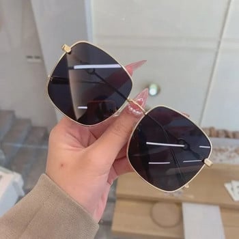 Нови квадратни слънчеви очила с метална голяма рамка Дамски маркови дизайнерски модни слънчеви очила Мъжки очила за шофиране на открито UV400 Oculos De Sol