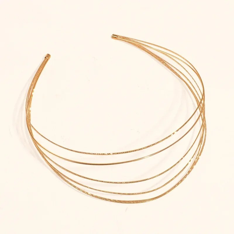 Многослойна златна корона с ореол, лента за глава, кухи ленти за коса на богиня, дамска модна тиара, парти, шапка, аксесоари за коса