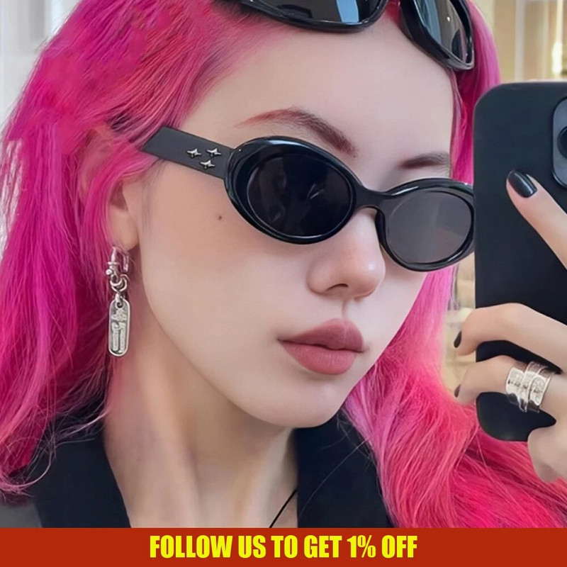 Корейски овални тенденции Слънчеви очила Жени Мъжки Прозрачни нюанси Плаж на открито Нови модни очила