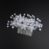 Crystal Pearl Flower Νυφική χτένα μαλλιών Γάμος