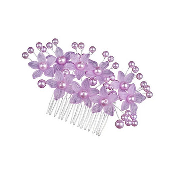 Кристално перлено цвете Булчински гребен за коса Сватбена щипка за глава Сплав Аксесоари за коса Бижута Булчински шапки за парти