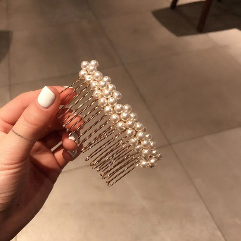 Булчински сватбени гребени за коса Бели перлени дизайни Сребърни метални шапки за жени Шаферки Оформяне на прическа Аксесоари за бижута