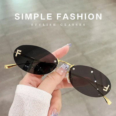 Νέα γυναικεία γυαλιά ηλίου Y2k φακοί Cat Eye Shades Rimless γυαλιά γυαλιά ρετρό γράμματα Luxury Vintage γυαλιά ηλίου Αξεσουάρ σκιάς