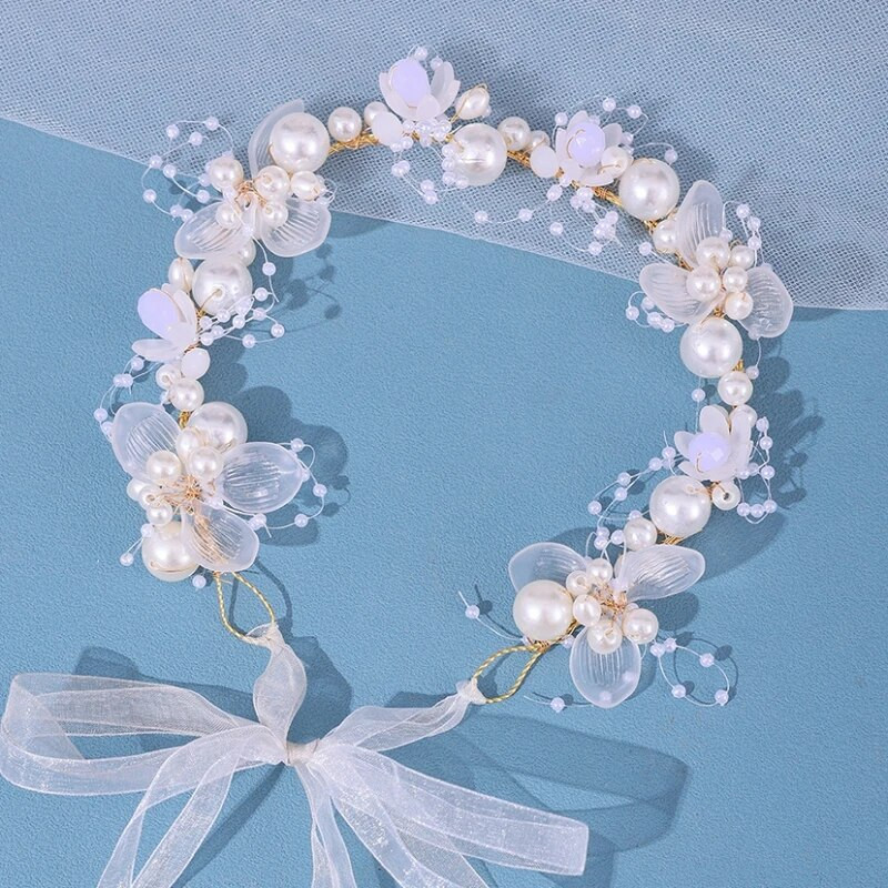 Traka za glavu s bisernim cvijetom Traka za kosu Tijara za žene Nevjesta Vjenčana biserna zabava Dodaci za kosu Nakit Traka za glavu od vinove loze