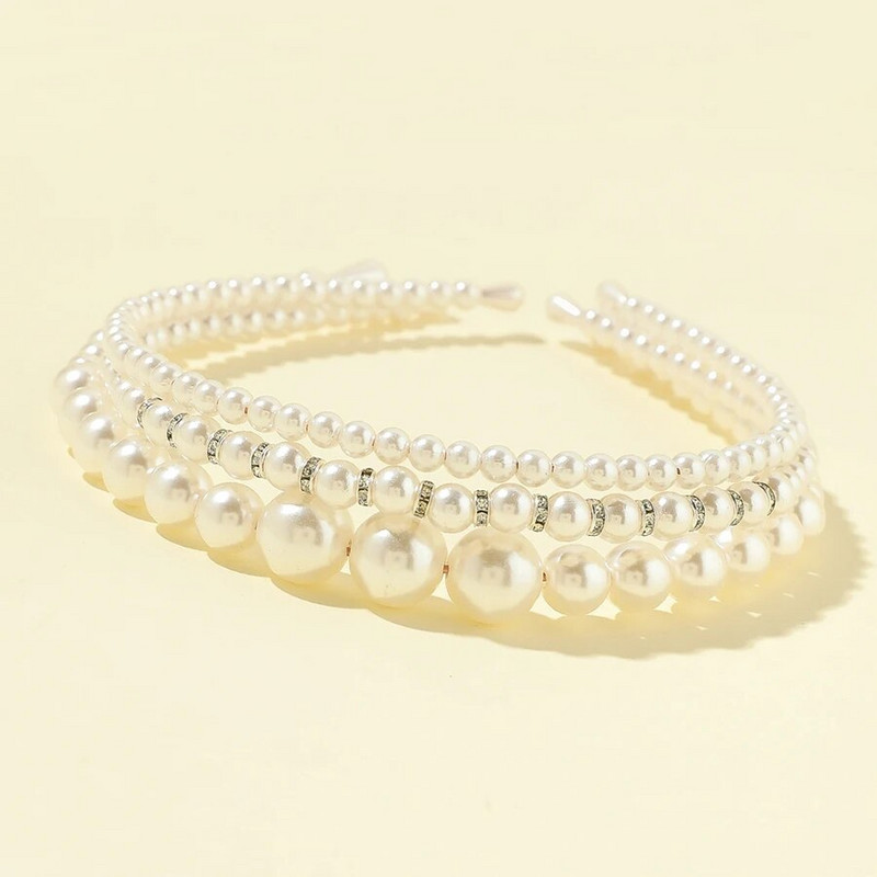 Komplet od 3 komada trendi bijelih bisernih kristala Dodaci za kosu mladenke Vjenčana kruna Traka za glavu Traka za kosu Dodaci za vjenčanje mladenke