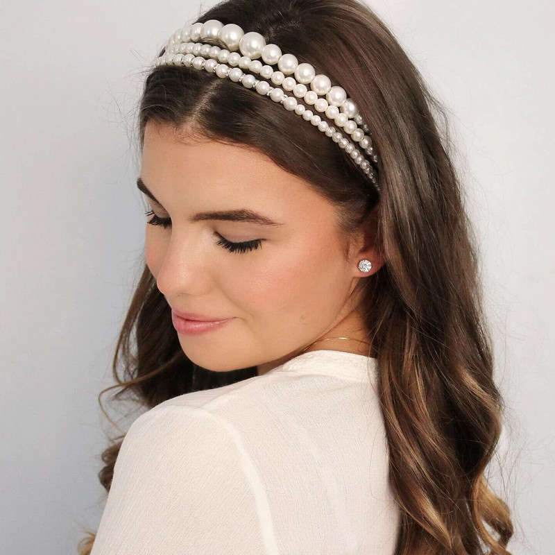 Komplet od 3 komada trendi bijelih bisernih kristala Dodaci za kosu mladenke Vjenčana kruna Traka za glavu Traka za kosu Dodaci za vjenčanje mladenke