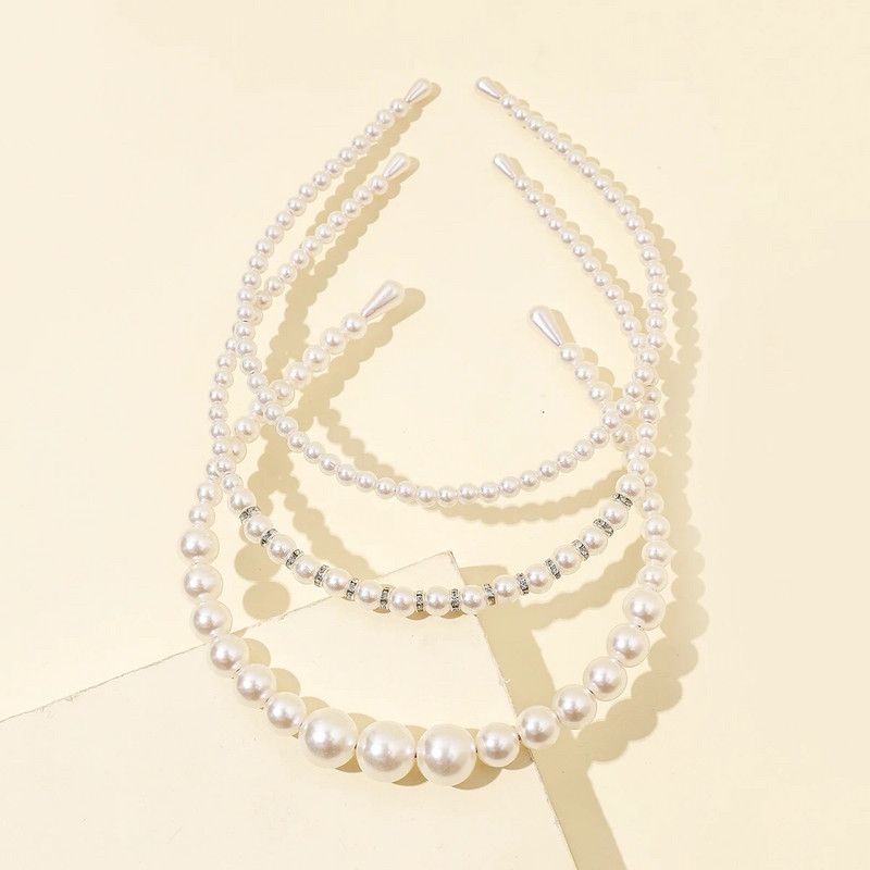 Komplet od 3 komada trendi bijelih bisernih kristala Dodaci za kosu mladenke Vjenčana kruna Traka za glavu Traka za kosu Dodaci za vjenčanje mladenke