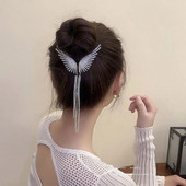 New Angel Wings Pearl Rhinestone Tassel Pill Head Ponytail πόρπη Κλιπ μαλλιών Γυναικεία Κορεάτικη κάρτα μαλλιών Αξεσουάρ μαλλιών
