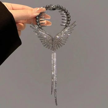 New Angel Wings Pearl Rhinestone Tassel Pill Head Ponytail πόρπη Κλιπ μαλλιών Γυναικεία Κορεάτικη κάρτα μαλλιών Αξεσουάρ μαλλιών