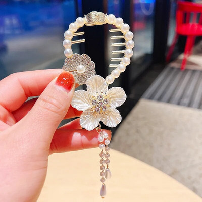 New Angel Wings Pearl Rhinestone Tassel Pill Head Ponytail πόρπη Κλιπ μαλλιών Γυναικεία Κορεάτικη κάρτα μαλλιών Αξεσουάρ μαλλιών