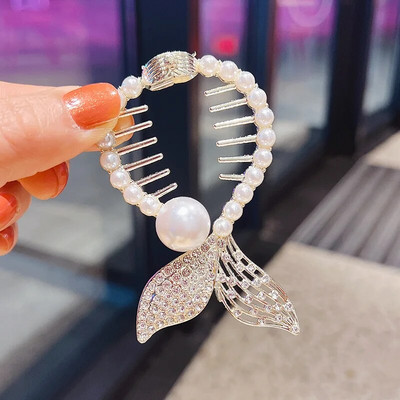 New Angel Wings Pearl Rhinestone Tassel Pill Head Ponytail πόρπη Κλιπ μαλλιών Γυναικεία Κορεάτικη κάρτα μαλλιών Αξεσουάρ μαλλιών
