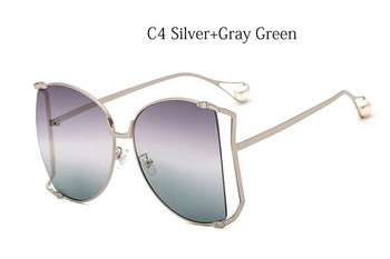 2023 Нова марка Перли Полукръгли слънчеви очила Дамски модни големи рамки Градиентни слънчеви очила Женски Oculos Унисекс очила