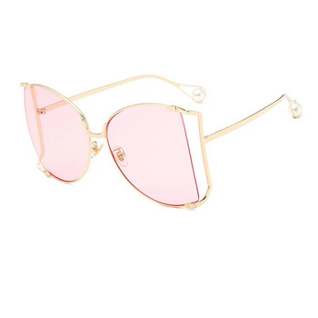 2023 Нова марка Перли Полукръгли слънчеви очила Дамски модни големи рамки Градиентни слънчеви очила Женски Oculos Унисекс очила