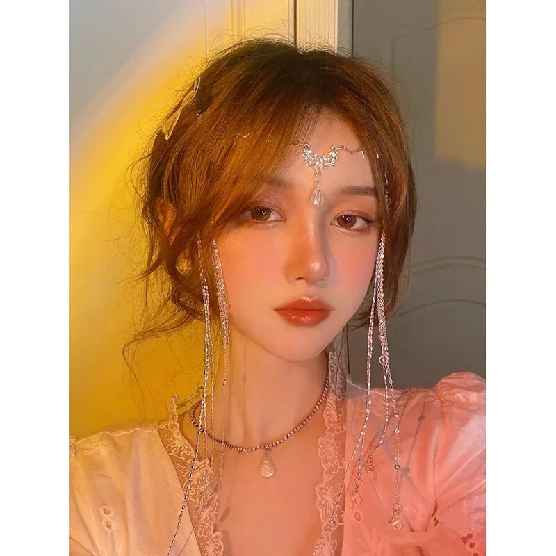 Besmrtni u srcu retro, ručno rađena kapljica vode, rese, zavjesa za lice, čelo, obrva, privjesak, ukras za kosu