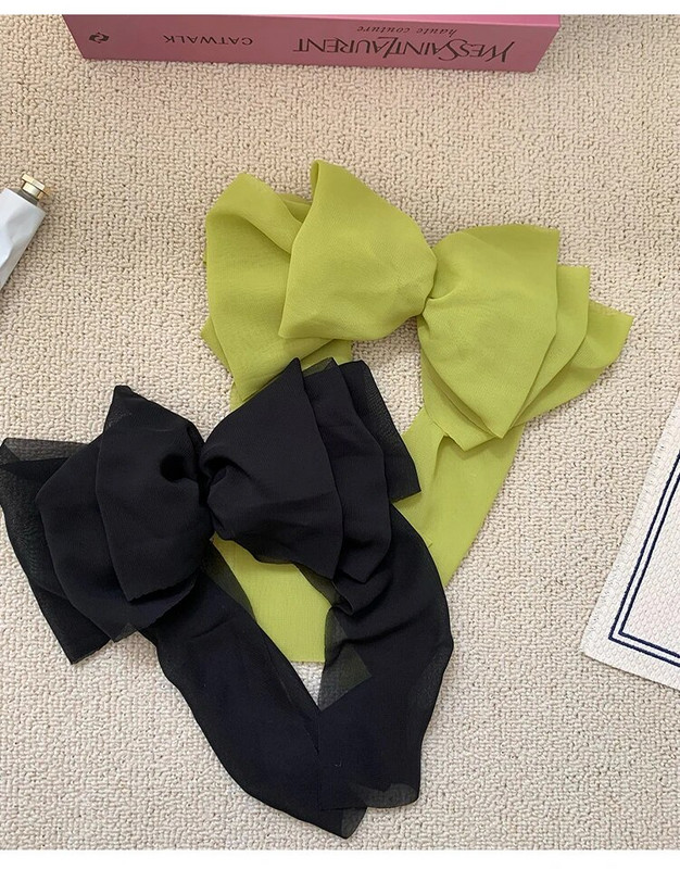 Šifon, višeslojna ukosnica s velikom ukosnicom i mašnom za žensku vilinsku vrpcu na stražnjoj glavi, proljetna štipaljka, francuska lijena frizura