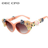 Γοητευτικά Flower Fashion Cat Eye Γυναικεία γυαλιά ηλίου Oculos Vintage Cat Eyes Γυαλιά Μάρκας σχεδιαστής Ανδρικά γυαλιά οράσεως αποχρώσεις UV400 O259