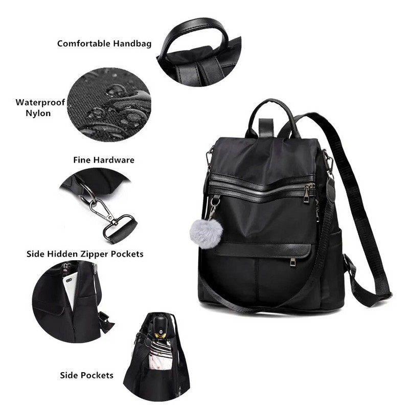 Protuprovalni ženski ruksaci Vodootporni Oxford ruksak za djevojčice Ruksak poznatog brenda Ženski ruksak velikog kapaciteta crni